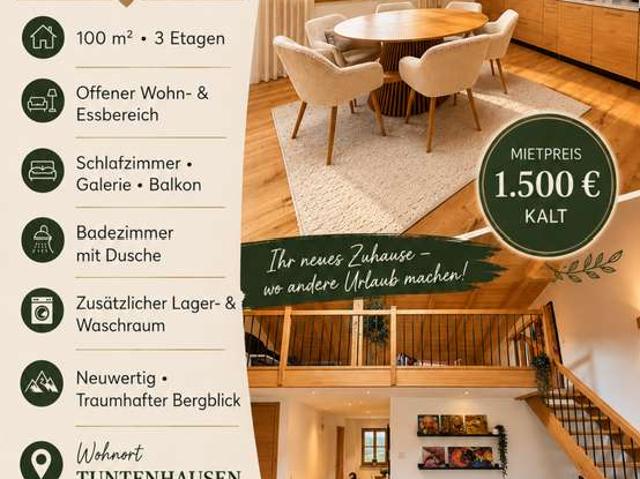 Neuwertige, top moderne 100 m² Mietwohnung mit traumhaftem Bergblick – Wohnen im Grünen