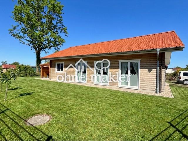 Neuwertiger A+ Holzbungalow nahe der Eider – Garten, Feldblick, provisionsfrei