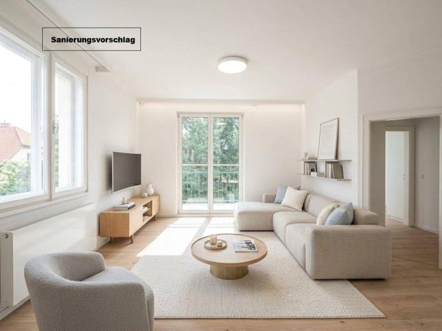 NEU+ Bright 1.5 Room Apartment with Separate Kitchen and Balcony in Need of Modernization