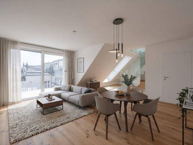NEU+ Schlüsselfertiger 4 Zimmer Dachgeschoss Erstbezug mit 32 m² Ostterrasse und Fußbodenheizung