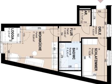 Neubauwohnung mit Loggia im 2. Stock