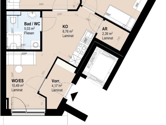 Neubauwohnung im betreuten Wohnen