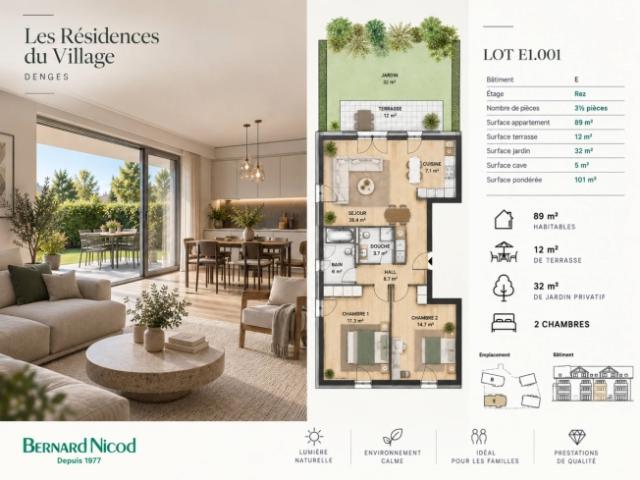 Neubau 3,5 Zimmer Wohnung im Erdgeschoss mit Garten
