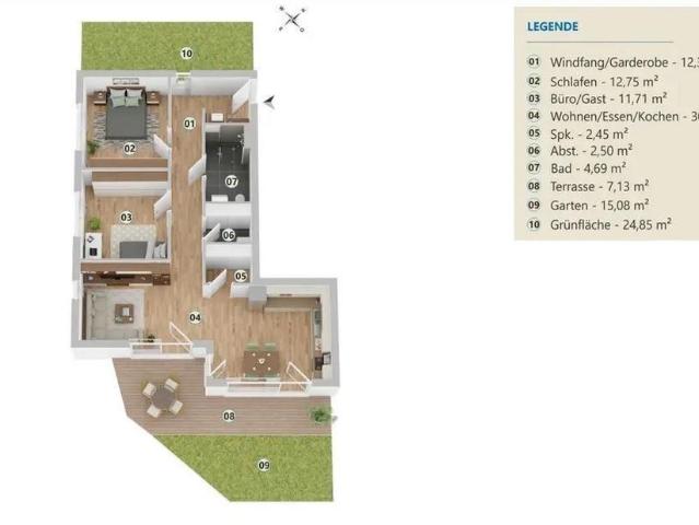 Neubau 3 Zimmer Wohnung mit Garten !