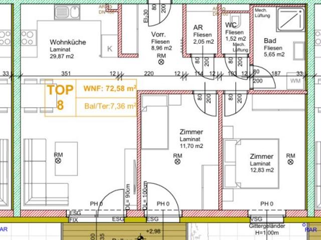 Neubau 3 Zimmer Warm mit Balkon, inkl. BK und 2 PKW Stellplätzen