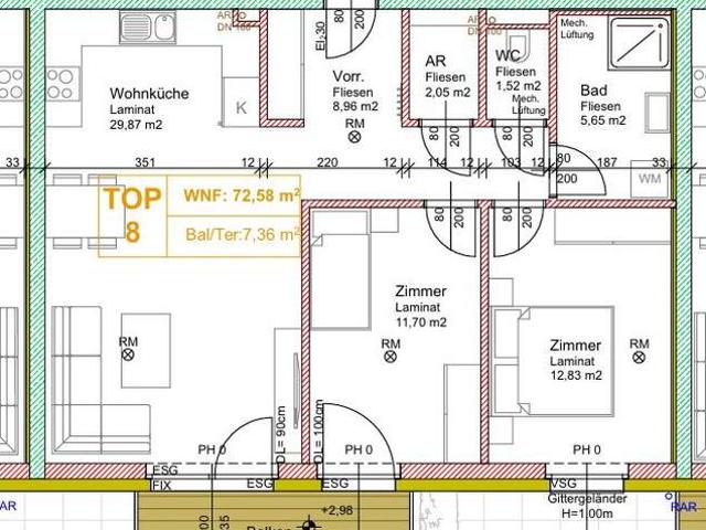 Neubau 3 Zimmer Warm mit Balkon, inkl. BK und 2 PKW Stellplätzen