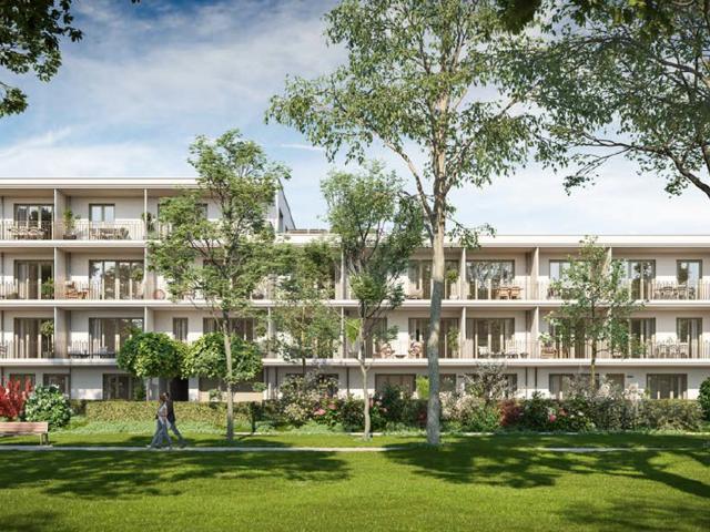 Neubau 2 Zi WHG in Feldmoching möbliert und mit Balkon, Erstbezug