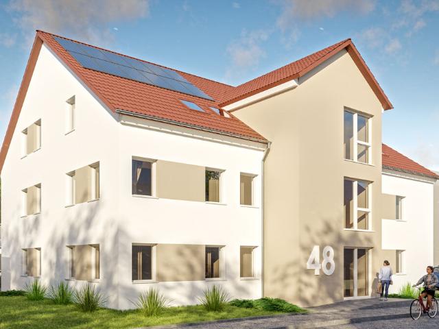 NEUBAU! 4 Zimmerwohnung im Dachgeschoss mit Aufzug, Garage und Stellplatz im KfW40 QNG Standard