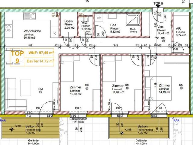 Neubau 4 Zimmer Warm mit 2 Balkonen, inkl. BK und 2 PKW Stellplätzen