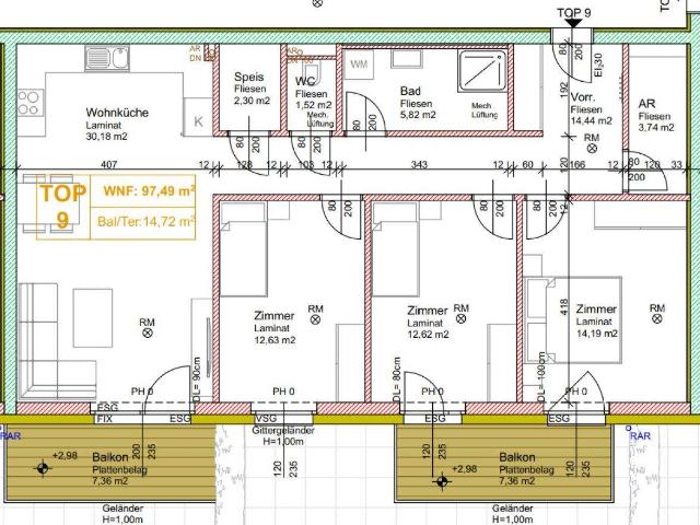 Neubau 4 Zimmer Warm mit 2 Balkonen, inkl. BK und 2 PKW Stellplätzen