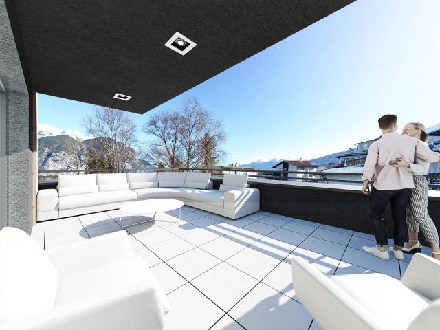 Neubau Dachgeschossjuwel mit Panoramablick, 4 Zimmern und großzügiger Terrasse in Oberperfuss!