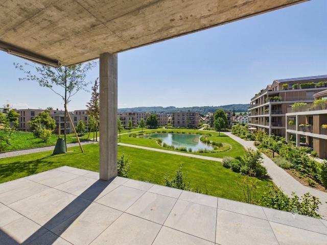Neubau / Erstbezug: Eigener 120 m² Garten mit Parkblick, 40 m² Wohnbereich