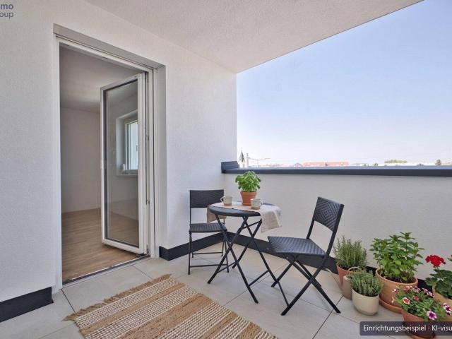 Neubau Erstbezug Traun: 2 Zimmer, 58 m², Loggia, Top 6