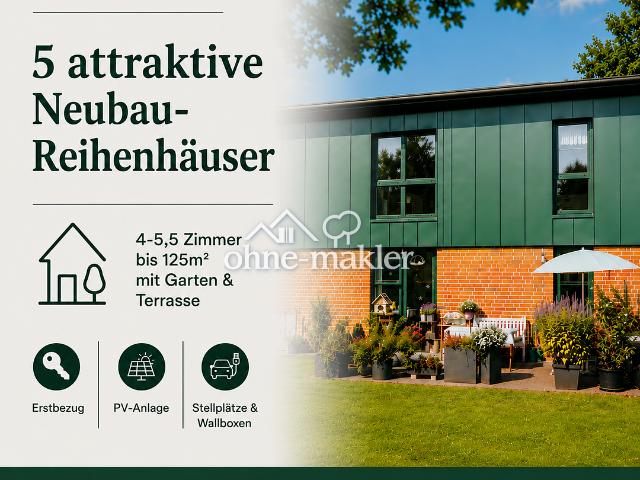 Neubau Erstbezug: 5,5 Zimmer Reihenhaus, 120 m², Garten, Terrasse, Wallbox in Neumünster Gadeland
