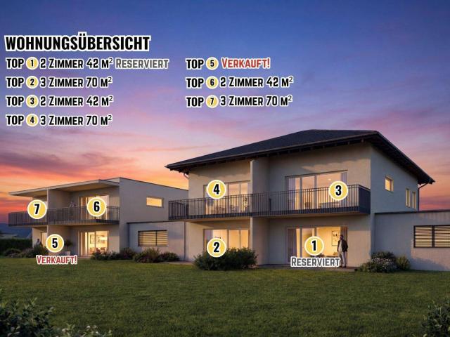NEUBAU Kleinwohnanlage mit 2 Häusern und 7 Wohnungen in Waidmannsdorf Schubertstraße / ERSTBEZUG
