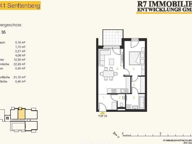 Neubau Wohnen am Hiesberg, Wohnung mit Balkon 5.Og Top 35