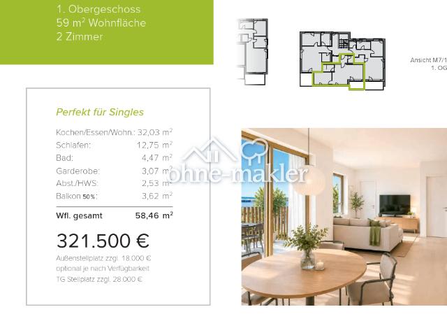 Neubau WHG 1.4 M7/1 1.Obergeschoss 59m²