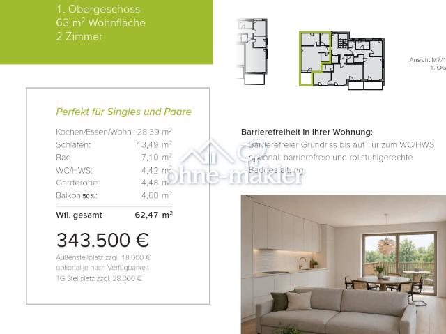 Neubau WHG 1.5 M7/1 1. Obergeschoss 63m²