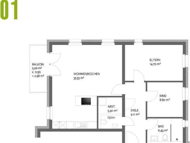 NEUBAU Trier Olewig Effizienzhaus 55 Wohnung 01