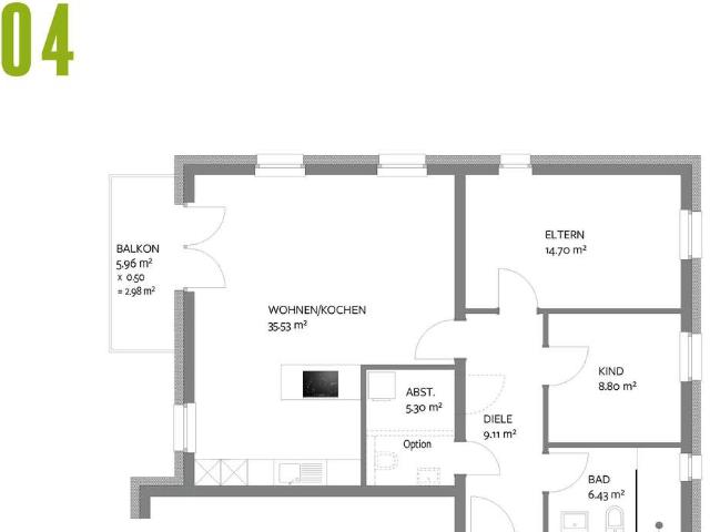 NEUBAU Trier Olewig Effizienzhaus 55 Wohnung 04