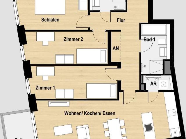Neubau Zuhause mit vier Zimmern und Balkon in Hamburg