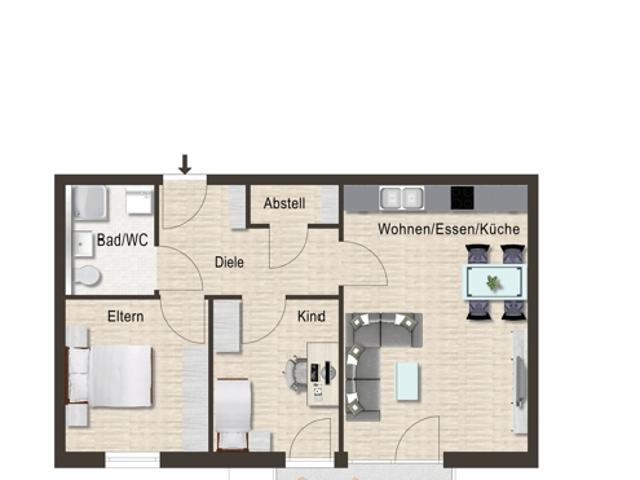 Neubauprojekt in Hochdorf, 3 Zi. Whg OG, Balkon, KfW55, Aufzug, Tiefgarage!