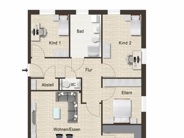 Neubauprojekt in Hochdorf, 4 Zi. Whg 1.OG, Balkon, KfW55, Aufzug, Tiefgarage!