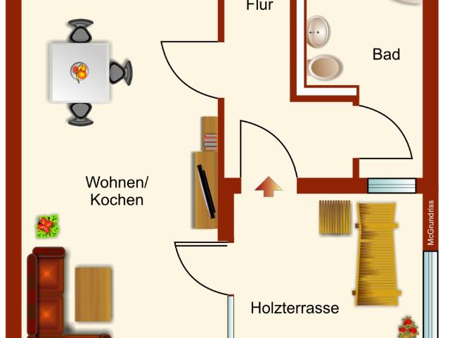 Neubrandenburg Fritscheshof Reihenhaus 3 Zimmer – Terrasse Garten