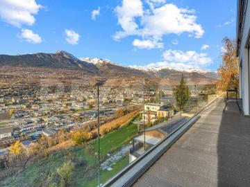 Neue Villa 2025 | Duplex 4,5p 151 m² verglaste Terrasse | Blick auf die Rhônetal Höhen von Sion