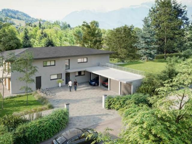 Neue Wohnung für 4,5 Cent mit Garten und Blick auf die Alpen. Letzte Charge