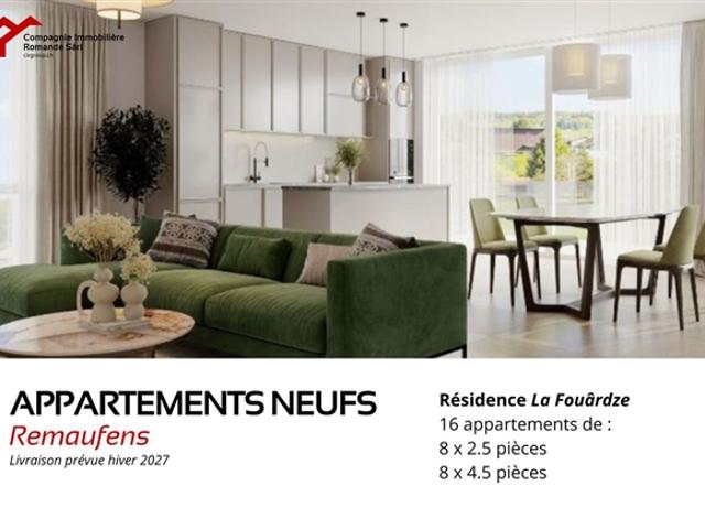 Neue 2,5 Zimmer Wohnungen in Remaufens Veveyse – PPE La Fouârdze