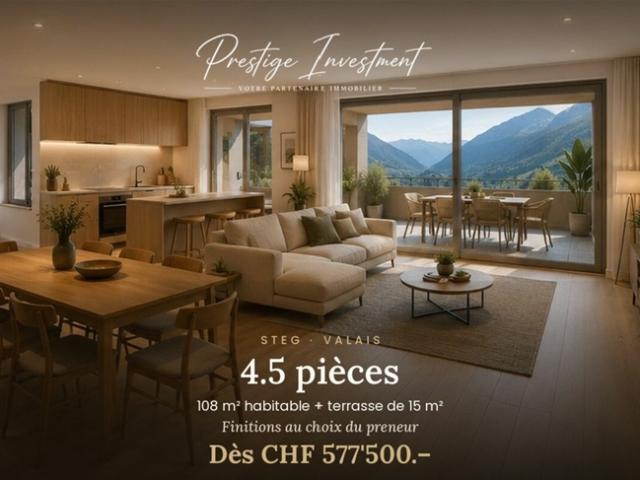 Neue 4,5 Zimmer Wohnung · 124 m² + Terrasse 36 m² · Steg VS