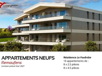 Neue 4,5 Zimmer Wohnungen in Remaufens Veveyse – PPE La Fouârdze