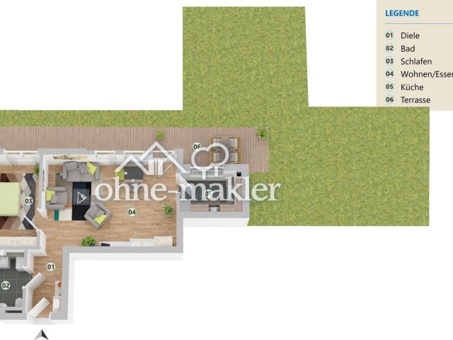 Neuenstadt a.K. 2 Zimmer EG Wohnung mit großem Garten