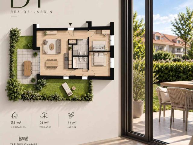 Neuentwicklung: 3,5 neue Zimmer mit eigenem Garten und einer Terrasse von 33 m²