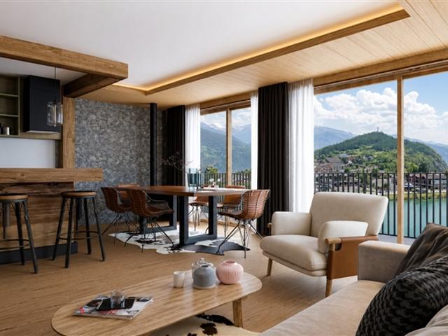 Neues 5,5 Zimmer Holzrahmen Chalet mit Panoramablick auf den See und die Alpen
