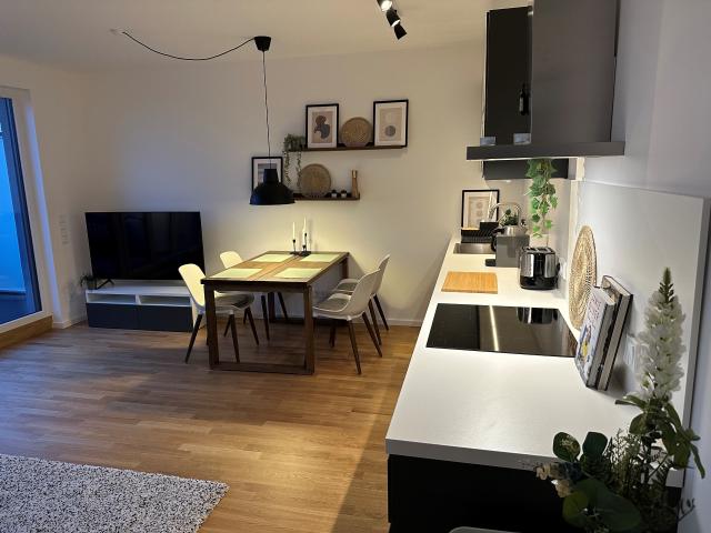 New building! Penthouse apartment, top furnishings, all new, large sunny balcony, great view