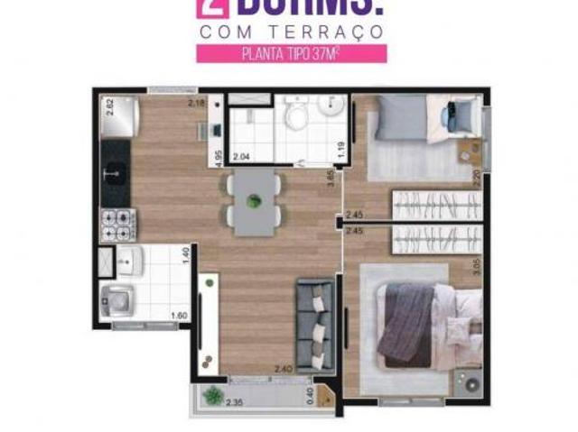 New Vila Ema | Construtora Econ | Construção | 37 metros | 02 dormitórios | varanda | sem vaga