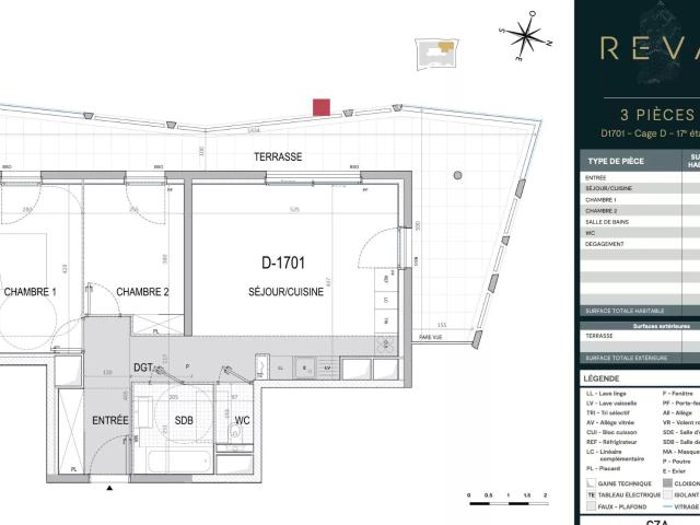 Nice Méridia T3 dernier étage, vue mer et montagnes, terra. 60m² Nice