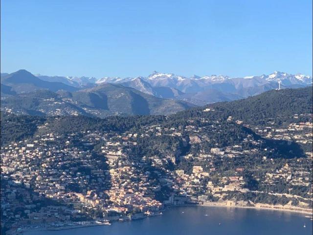 NICE – MONT BORON – STUDIO MEUBLÉ AVEC TERRASSE + JARDIN PRIVATIF 70m2, VUE MER PANORAMIQUE SUR LA RADE DE VILLEFRANCHE – PISCINE TENNIS PKG