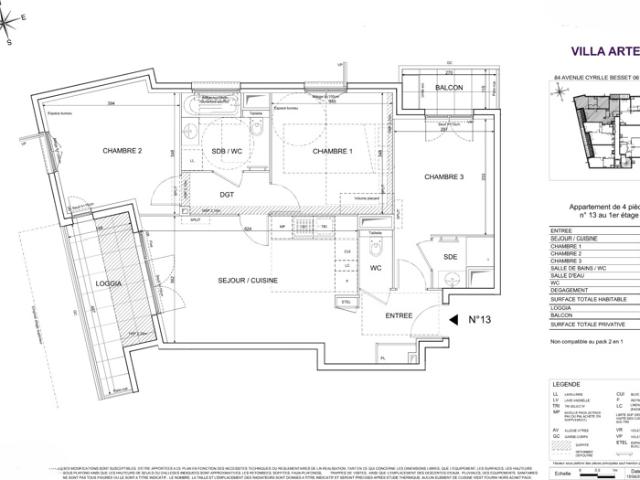 NICE / ST BARTHELEMY APPARTEMENT NEUF 4 PIECES AU 1ER ETAGE