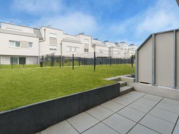 Niedrigenergie Reihenhaus Ziegelmassivbau mit 4,5 Zimmern, Eigengarten, Dachterrasse, Keller u. Garagenplatz, provisionsfrei!