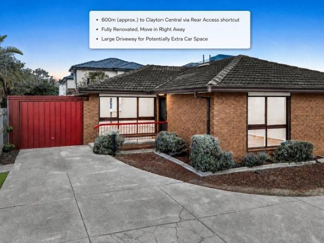 No Car? No Problem. 600m approx. via Walk through Rear Gate to Clayton Central and Train Station. Fully Renovated in the Heart of Clayton Central