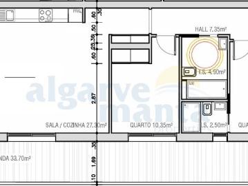 Nova construção Apartamento T2 sito no 5º andar de um edif. 63m² Monte Gordo