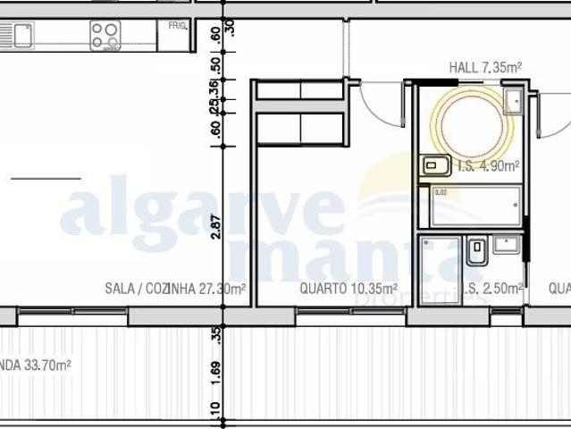 Nova construção Apartamento T2 sito no 5º andar de um edif. 63m² Monte Gordo