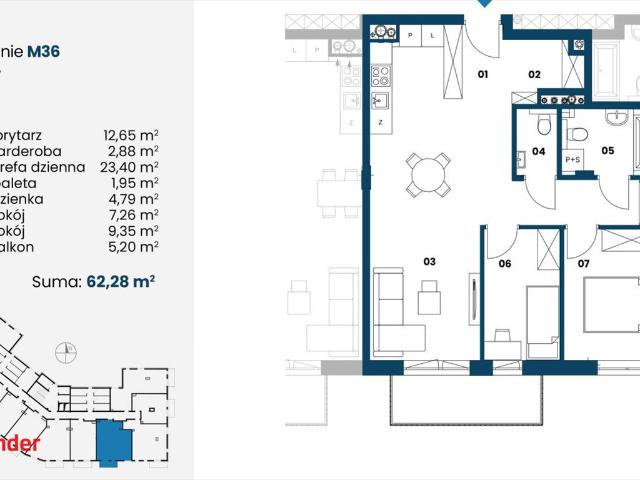 Nowa Dęba 62 m² w stanie deweloperskim z balkonem
