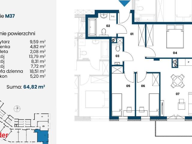 Do sprzedania nowoczesne 4 pokojowe mieszkanie 65 m² z balkonem