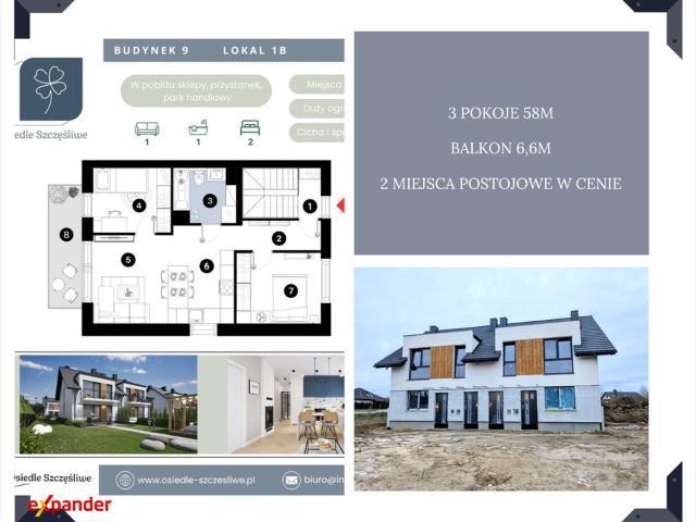 Nowe 3 pokojowe mieszkanie z balkonem i miejscami w cenie