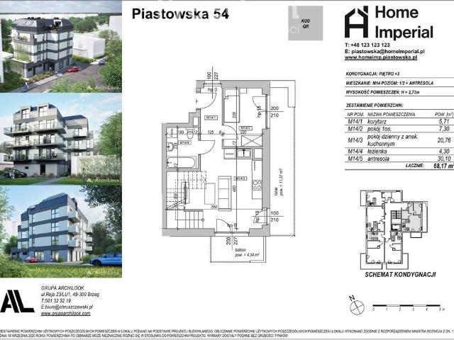 Nowoczesny apartament 68 m² z tarasem Brzeg Piastowska