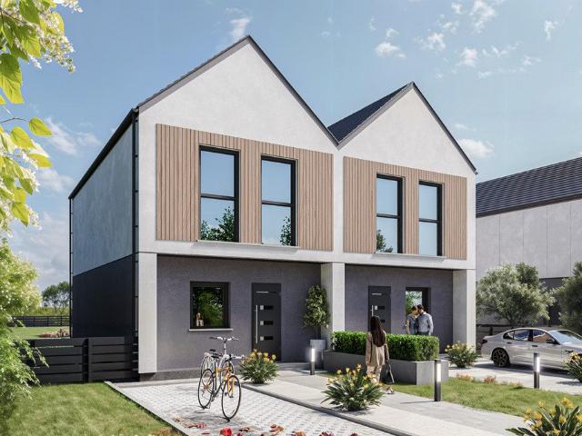 Nowoczesny bliźniak 91 m² z ogrodem, stan deweloperski